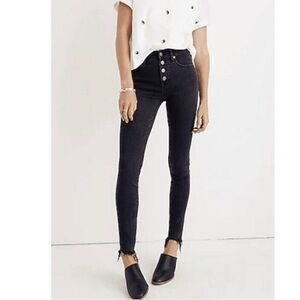 Madewell 9” High Rose Skinny black button skinny jeans 29